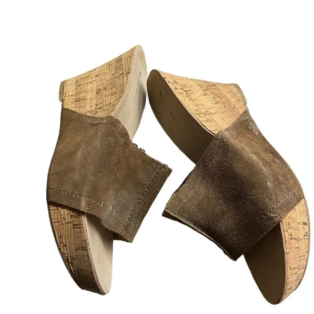 Nine West size  medium perfect condition brown suede clogs